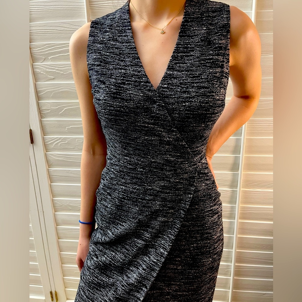Alice + Olivia Black and Grey Textured Dress Size 2